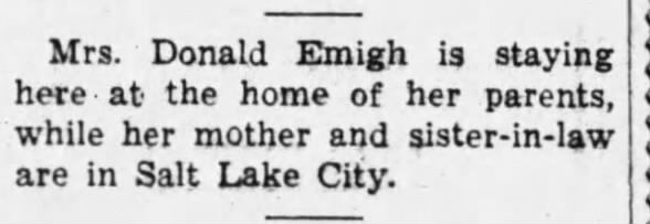 Burley Herald, Burley ID 3-23-1950 - Margaret comes to stay at her parents' Burley home While her mother (Kathryn Hill) is in SLC with her brother Fred Hill Jr. (for his leg operation), Margaret Emigh is in Burley staying at her parents' home.